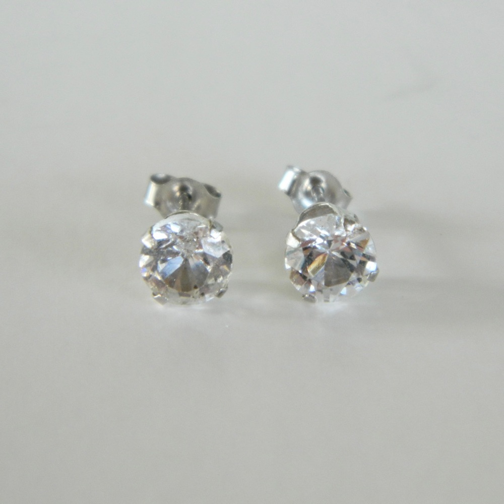 14k Solid White Gold Sapphire Earrings